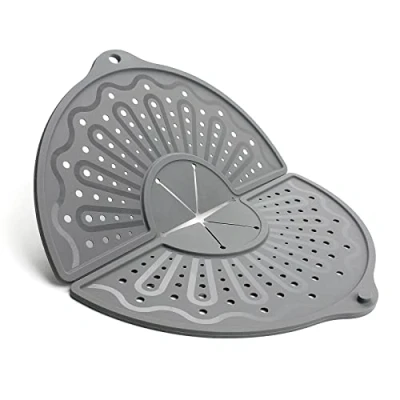 Image of Silicone Splatter Screen for 10, 11 and 12 Inch Frying Pan, Foldable Splash Guard, Multi Use Grease Guard/Trivet Mat, 12&quot; Non Stick Oil Dishwasher Safe, BPA Free, Gray