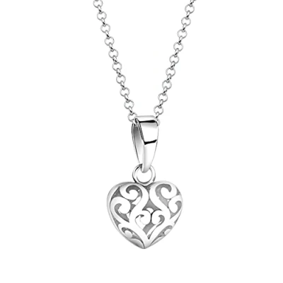 Image of Nenalina Women&#039;s Necklace with Heart Pendant, Length 45 cm, Handmade from 925 Sterling Silver, 341081