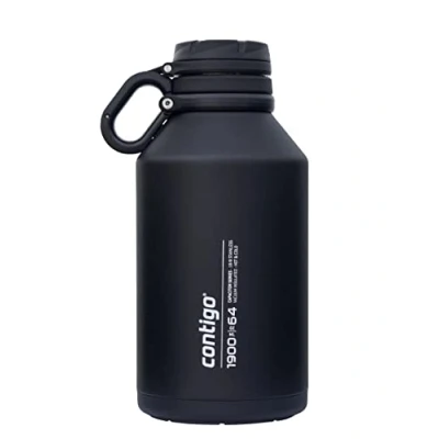 Image of Contigo Grand stainless steel drinks bottle, 100 % leakproof, extra large water bottle with wide screw top lid, keeps cold for up to 30 hours, premium outdoor insulated 1900 ml