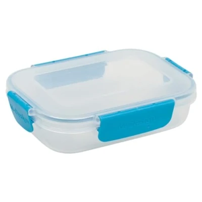 Image of URBN CHEF Food Plastic Storage Container Airtight Seal Clip &amp; Lock Lid Dishwasher Safe (3, 600ml Blue)