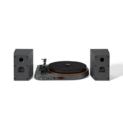 Image of Crosley T160 Record Player with Speakers Bluetooth Turntable 24W Bookshelf Speakers, Easy Set Up Vinyl Player, Shelf System Built In Receiver, Black