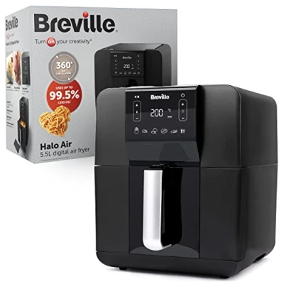 Image of Breville Halo Air Fryer Digital Large Oven 5.5 L Fry, Bake, Roast &amp; Grill 1700 W Energy Efficient Black [VDF126]