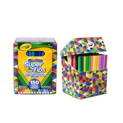 Image of CRAYOLA Super Tips Washable Medium Tip Markers Pack of 150 Assorted Colours, All Different, Recommended Age: from 3 Years, 58 5152