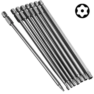 Image of Bestgle 8pcs 1/4 Inch Hex Shank Torx Screwdriver Bits Magnetic Star Electric Security Head Screw Driver Drill Set, T8 T40, 150mm Length