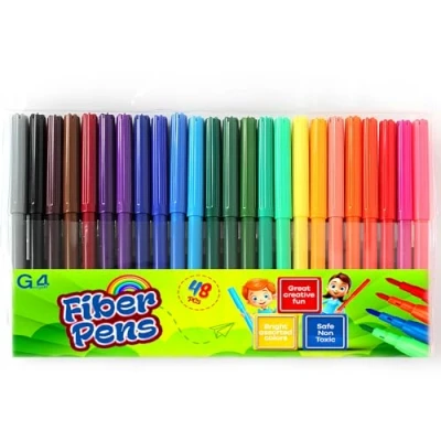 Image of 48 Fine Tip Fiber Coloring Pens For Kids Adults Draw Write Create Use at Home School Class Art Lesson Safe Non Toxic