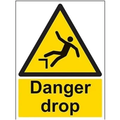 Image of V Safety Danger Drop Warning Sign 300mm x 400mm 1mm Rigid Plastic