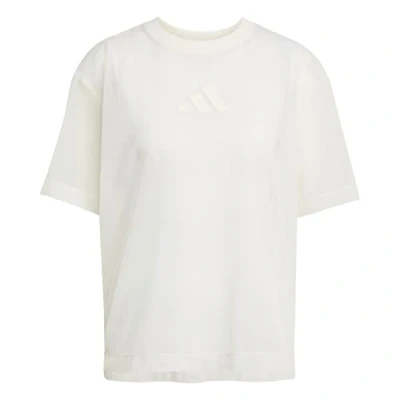 Image of adidas Sportswear SOFT LUX MESH TEE Print Tshirt, Women&#039;s, Size: XXL, Off white