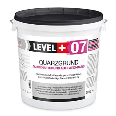Image of LEVEL PLUS 07 Quartz Primer 20 kg, White with Sand for Concrete Plaster, Indoor and Outdoor Use, Quick Drying Frost Resistant