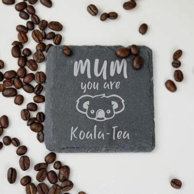 Image of eBuyGB Birthday Present Square Slate Coaster, Mum You are Koala Tea, Mothers Day Gift, Grey