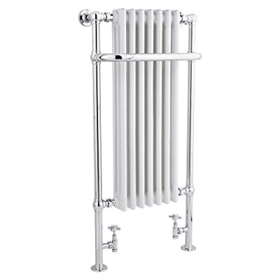 Image of Milano Elizabeth Chrome White Heated Towel Rail 1130mm x 553mm