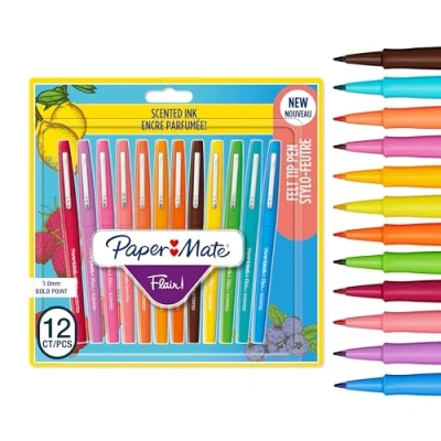Image of Paper Mate Flair Scented Felt Tip Pens Assorted Sunday Brunch Scents and Colours Medium Point (0.7mm) 12 Count