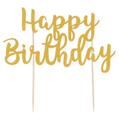 Image of Mason Cash Gold Happy Birthday Glitter Cake Topper, 30 x 21 cm