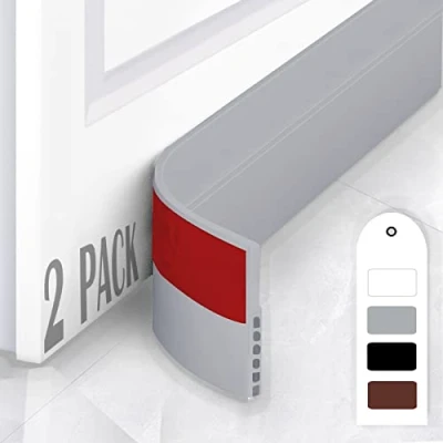 Image of HIZH Door Draught Excluder,Draught Excluder Tape,self Adhesive Weather Stripping,Soundproof Seal,door Draft Stopper Blocker,2 Pack,Grey