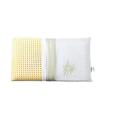 Image of EVERGREENWEB Memory Foam Pillow 40x70 High 18 cm Double Cover Aloe Vera and Cotton Removable for Cervical Spine Neck, Pain, Hypoallergenic, Anti dust mite