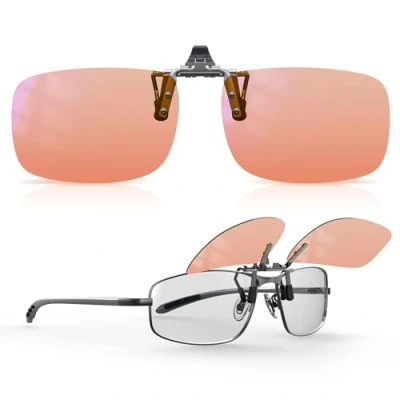 Image of Goiteia FL Rose migraine Clip on Glasses Amber Blue Light Blocking for Eyes Strain/Light Sensitive/Fluorescent LED Lighting/Computer Screen Glare