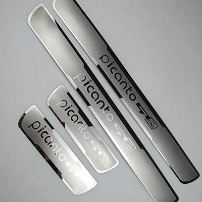 Image of MAATEE 4Pcs Car Stainless Steel Door Sill Kick Plates,for KIA PICANTO GT LINE 2015 2023,Outer Welcome Pedal Scuff Guard Threshold Plate Sticker Trim Protection Accessories