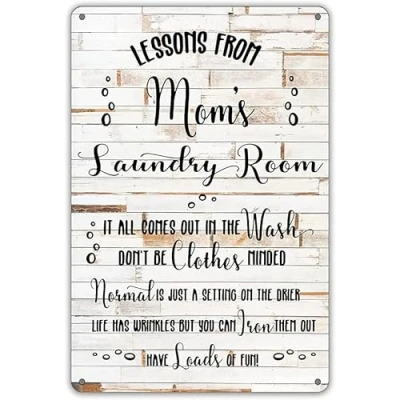 Image of Funny Mom’s Laundry Room Metal Tin Sign Wall Decor, Farmhouse Rustic for Home Decor Gifts