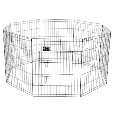 Image of KCT 8 Panel Pet Playpen Large Dog Play Pen Puppy Crate, Easy Setup, Portable Animal Exercise Run, Safe for Dogs, Puppies, Cats, Kittens, Guinea Pigs