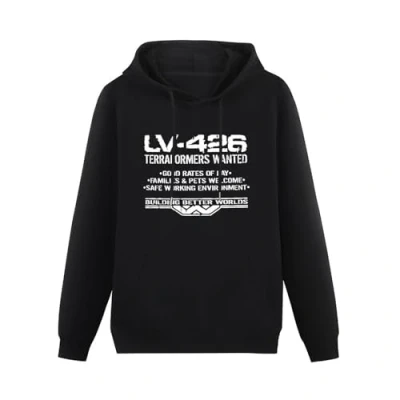 Image of Baydog Men Long Sleeve Hoody With Pocket Sweatershirt, Hooded Lv 426 Terraformers Wanted Size XL Black