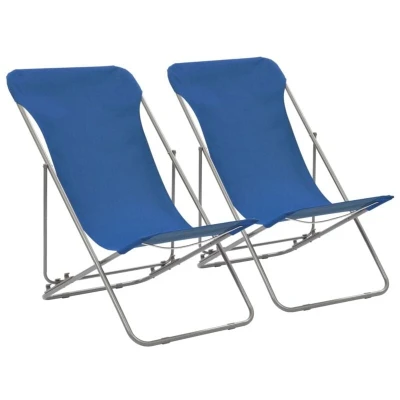 Image of vidaXL Folding Beach Chairs 2 pcs Steel and Oxford Fabric Blue