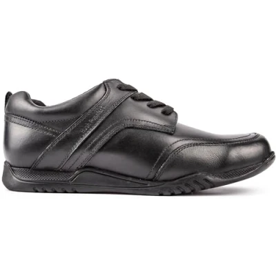 Image of Hush Puppies Boys Harvey Shoes Black Leather Size UK 5