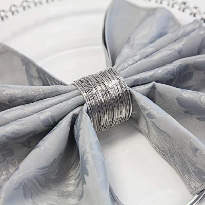 Image of Christmas Metal Napkin Rings 7 Designs Xmas Dinner Wedding Pack of 6 (Silver Wire)