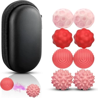 Image of JoyJoyful 8 PCS Magnetic Balls Fidget Toy for Adults Kids, Stress Relief Sensory Toys Autism, Magnet Balls, Silicone Textures Gadgets Office Desk Toy, Stocking Stuffers (Red)