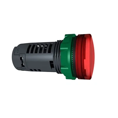 Image of Schneider Electric Harmony XB5 Monolithic Pilot Indicator Light, Plastic, Plain Lens, Integral LED, Industrial Control, 22mm Mount, 110…120V AC, XB5EVG4, Red