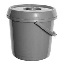 Image of 14 Litre Plastic Nappy Bucket With Lid Carry Handle Ideal For Multipurpose Use (SILVER)