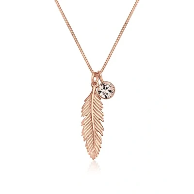 Image of Elli Womens Crystal Necklace, Rose Gold, 45
