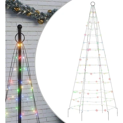 Image of vidaXL LED Christmas Tree on Flagpole 200 LEDs Colourful 180 cm