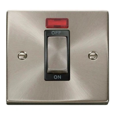 Image of Click Deco 1 Gang Double Pole Switch with Neon Black Satin Chrome 45 A VPSC501BK