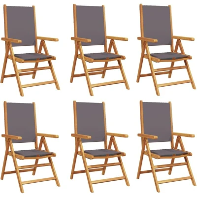 Image of vidaXL Reclining Garden Chairs 6 pcs Anthracite Fabric and Solid Wood