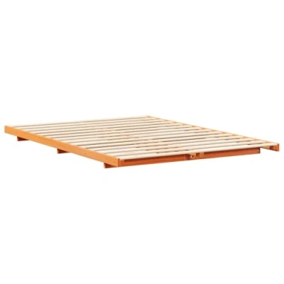 Image of Floor Bed Frame Wax brown 140 x 210 cm Solid pine wood Vidaxl