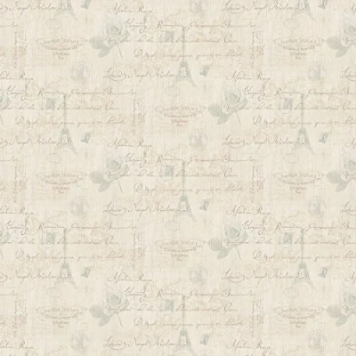 Image of MyTinyWorld Pack of 5 Dolls House Pale Blue And Beige Vintage French Themed Wallpaper Sheets