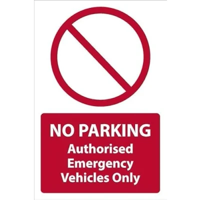 Image of No Parking, Authorised Emergency Vehicles Only, safety sign 1mm flexible Plastic (300mm x 200mm)