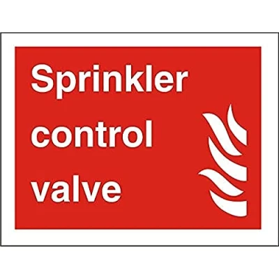 Image of Seco Sprinkler Control Valve &amp; Fire Sign, 200mm x 150mm Self Adhesive Vinyl