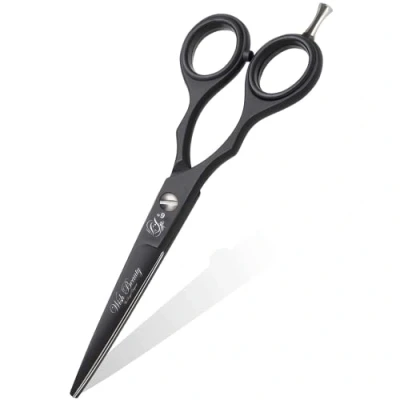Image of Wishbeauty Professional Sharp Left Hand Barber Scissors 6 Lefty Hair Cutting Scissors,Hairdresser Salon Haircut Shears for Women Men (Black 6&quot; Lefty)