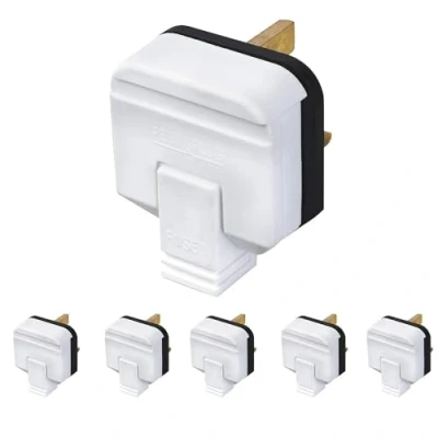 Image of 5X BG PERMAPLUG Heavy Duty Hard Rubber Composite 3 Pin 13A Fused Plug White