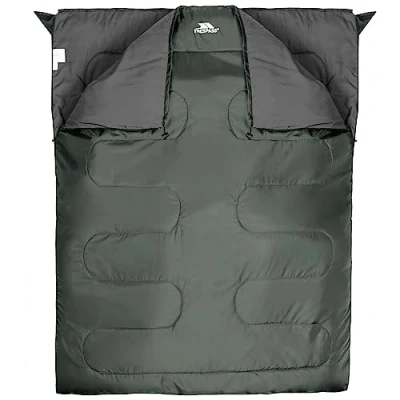 Image of Trespass Unisex&#039;s CATNAP 3 Season Doble Sleeping Bag, Water Repellent 180 x 140 cm, Moss