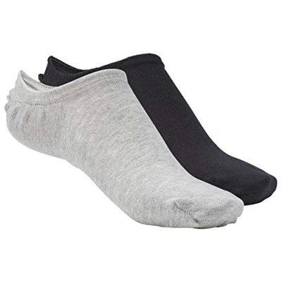 Image of Reebok Unisex Active Foundation 3 Pairs Invisible Socks, White/Medium Grey Heather/Black, XS UK