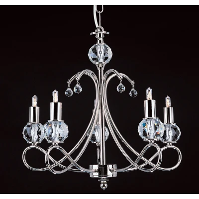 Image of Novara Crystal Balls Nickel 5 Arm Chandelier