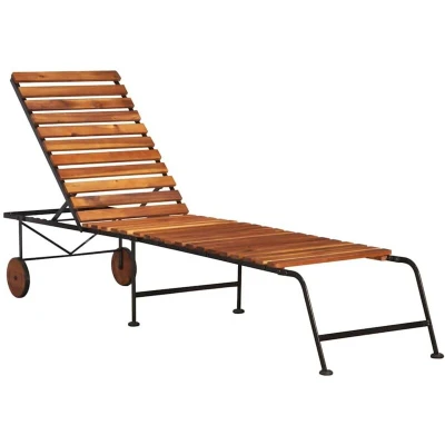 Image of vidaXL Sun Lounger with Steel Legs Solid Acacia Wood
