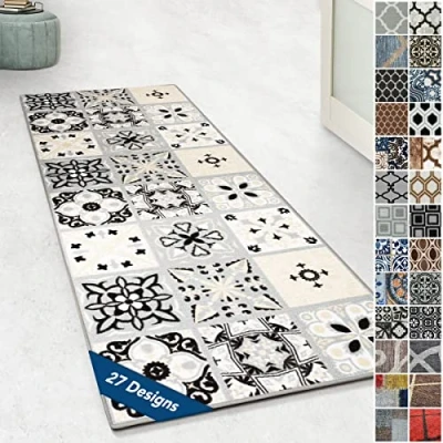 Image of Design Carpet Runner Rug Floor Mat, Non Slip Mat for Kitchen Hallway Living Room Bedroom Vintage Ornament Classic Modern (80 x 350 cm, Dublin)
