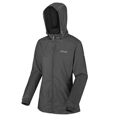 Image of Regatta Women&#039;s Lightweight Corinne IV Jacket, Waterproof and Breathable, Lined with Mesh Hood for Active Hiking Jackets Shell, womens, RWW304 03814L, Seal Grey, 14