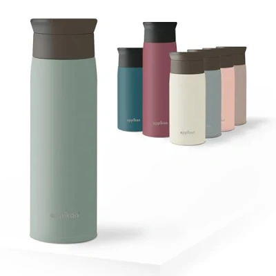 Image of eppikan eppiToGo Insulated Mug, Stainless Steel Coffee Cup, Travel Mug 350 ml, 500 with 360 hygienic Drinking Opening (Powder Green, ml)