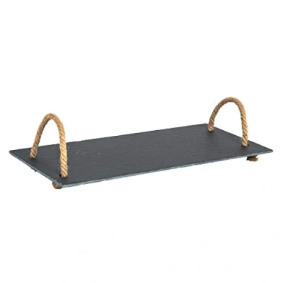 Image of 40cm x 20cm Slate Rope Handle Serving Platter By Argon Tableware