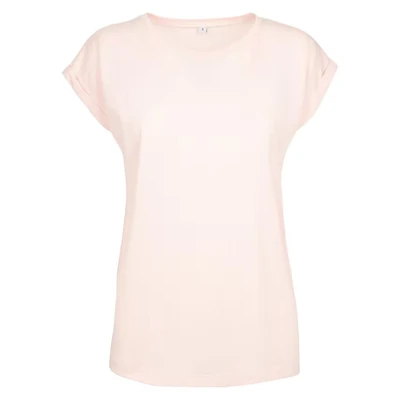 Image of Build Your Brand Women&#039;s Extended Shoulder Tee Pink* L