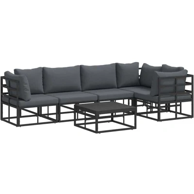 Image of Vidaxl Garden Sofa Set 6 pcs Black 70 x 32 cm Aluminium