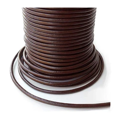 Image of Auroris 100 m roll of leather cord round diameter 2 mm brown